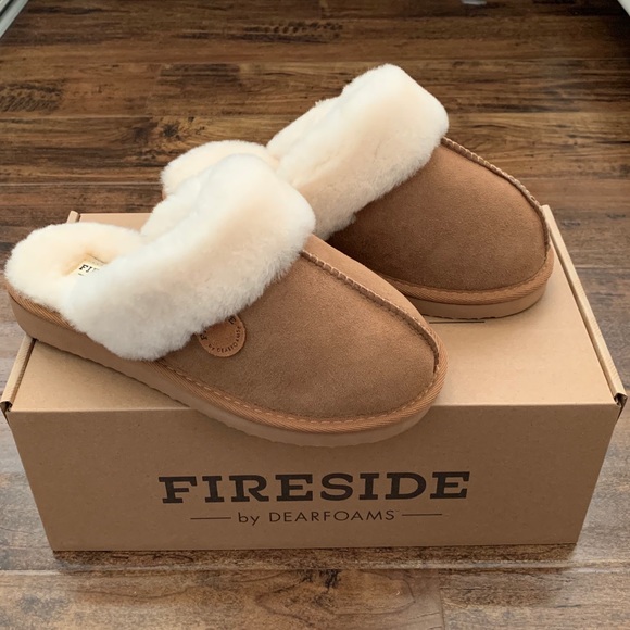 dearfoams Shoes Dearfoams Sydney Genuine Shearling Scuff Slippers
